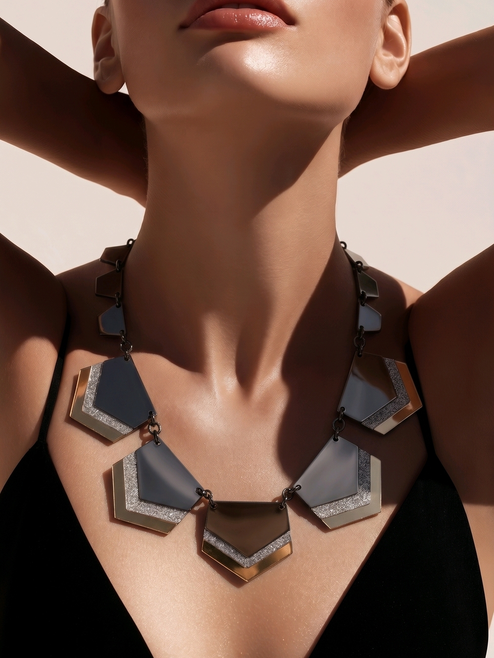 Express Chevron Gold Silver Statement Necklace